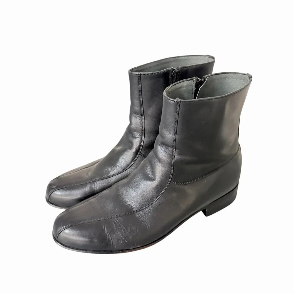 Vintage Premium Quality Chelsea Style Black Leather Zipper Boots Mens  10.5D
